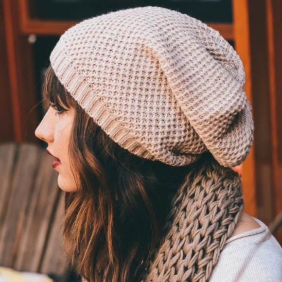 BellanBlue Accessories - Cozy Waffle Knit slouchy boho Beanie